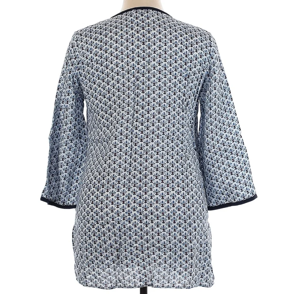 Tory Burch Navy and White Printed Swim Coverup Tunic